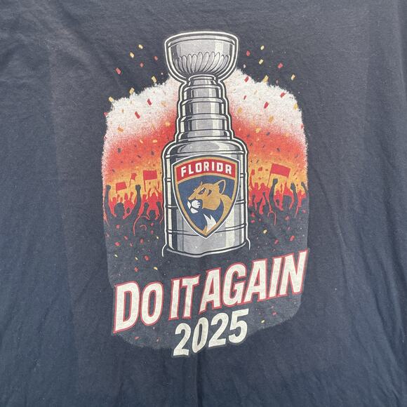 Florida Panthers 2025 Stanley Cup Men’s 6XL Black Graphic T-shirt "Do it Again" - Picture 2 of 4